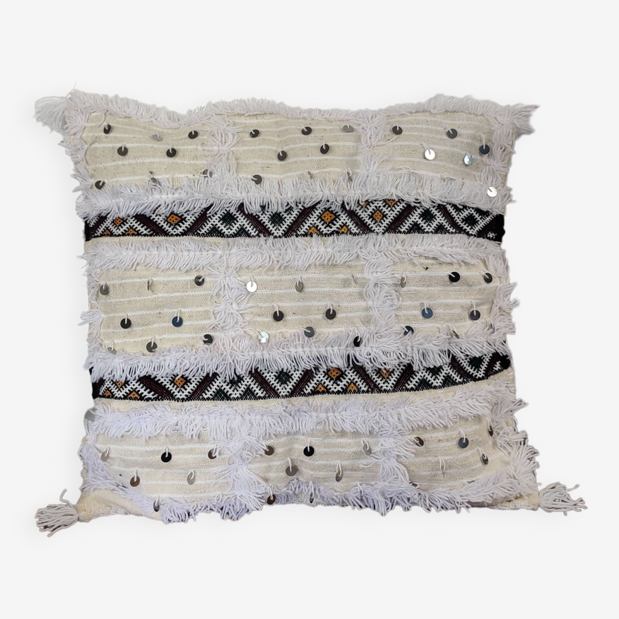 Coussin kilim handira blanc marocain | Selency