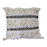 Moroccan white handira kilim cushion