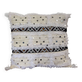 White Moroccan handira kilim cushion