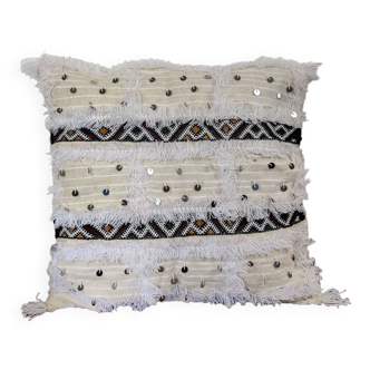 Coussin kilim handira blanc marocain