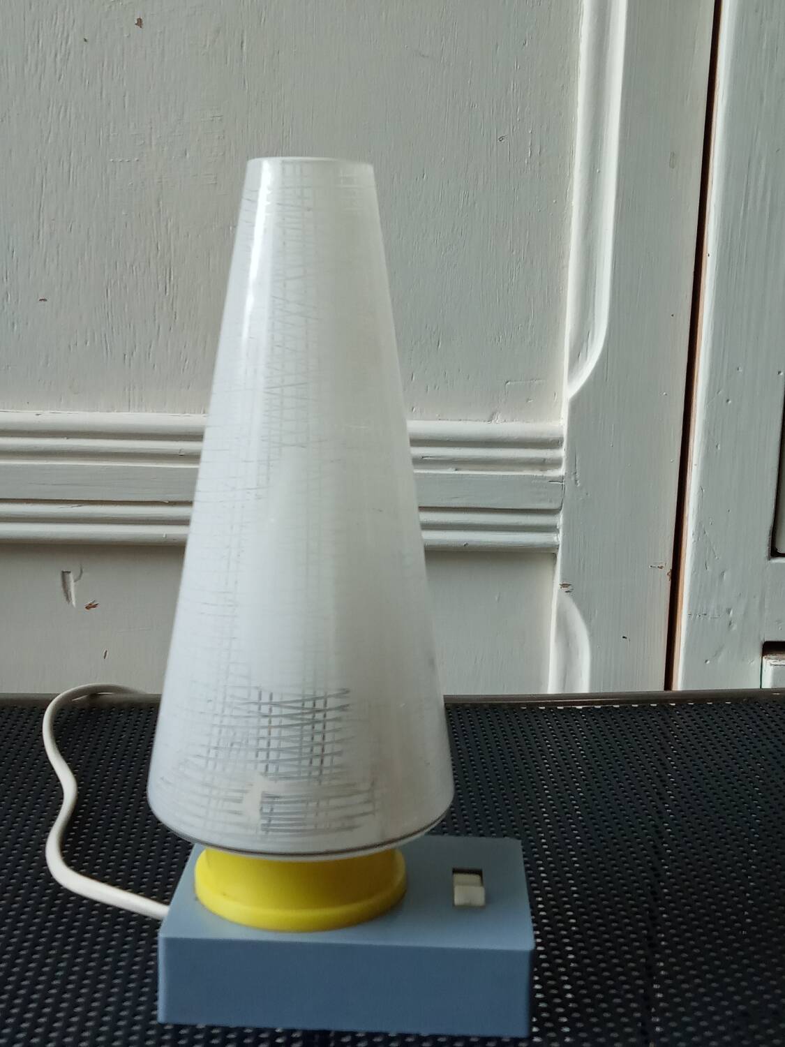 Plastic and glass bedside lamp from the 50s/60s