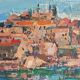 Mid Century painting "Saint Stephen Island" by Predrag Vukicevic
