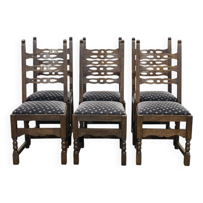 Suite de 6 chaises anglaises 19ème en chêne