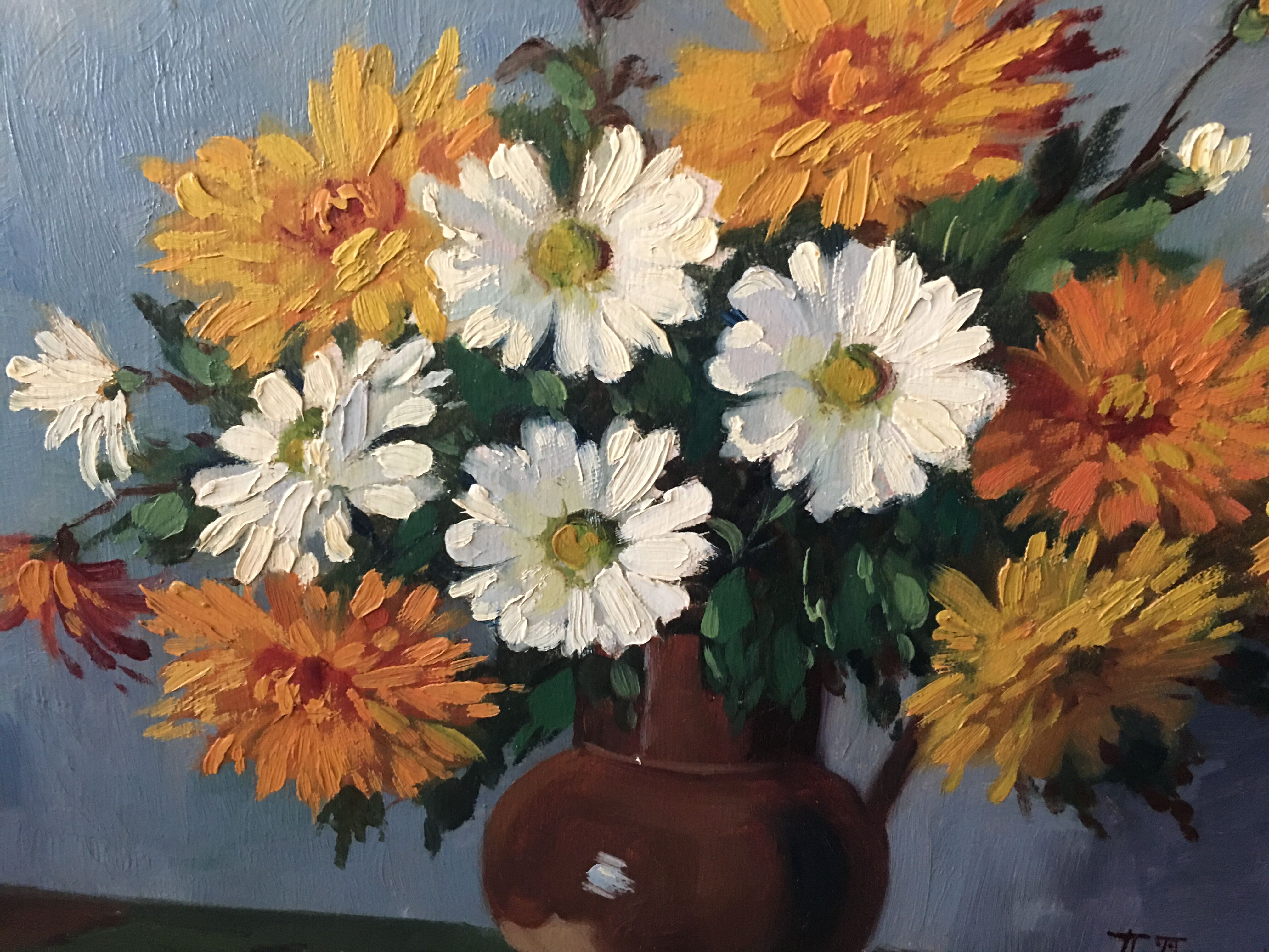 Table oil on canvas flowers