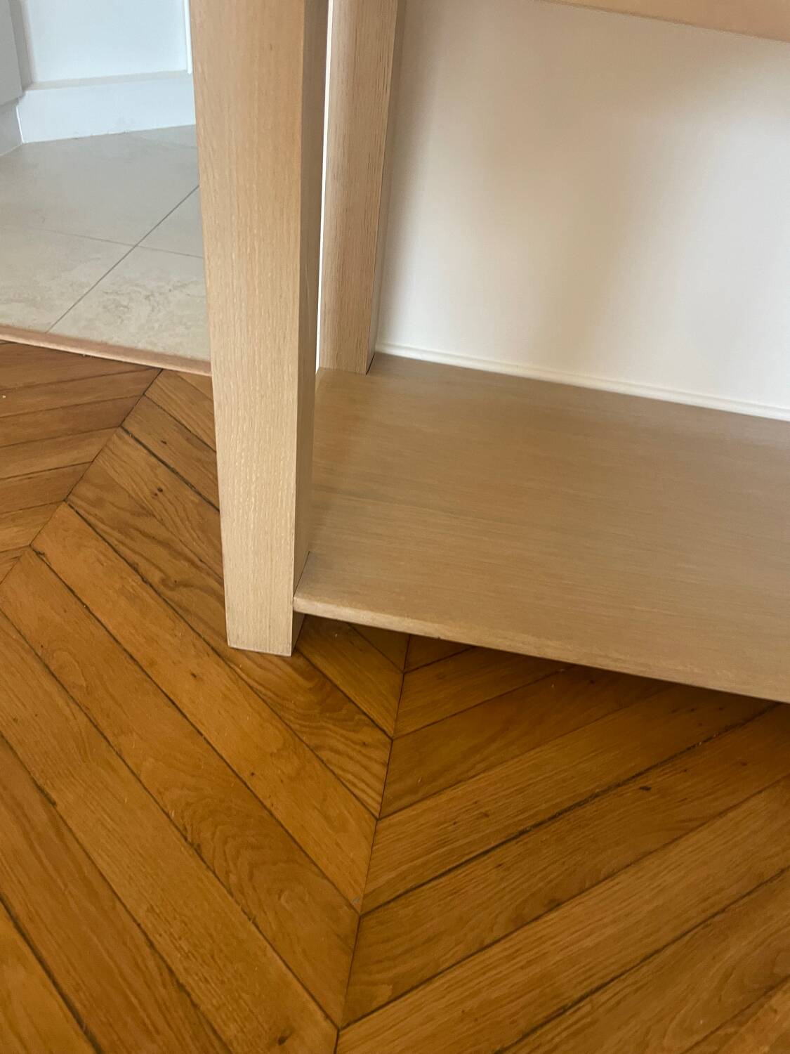 Light oak and glass console