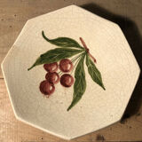 Empty cup pocket in cracked earthenware cherry decoration signed Lauray