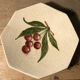 Empty cup pocket in cracked earthenware cherry decoration signed Lauray
