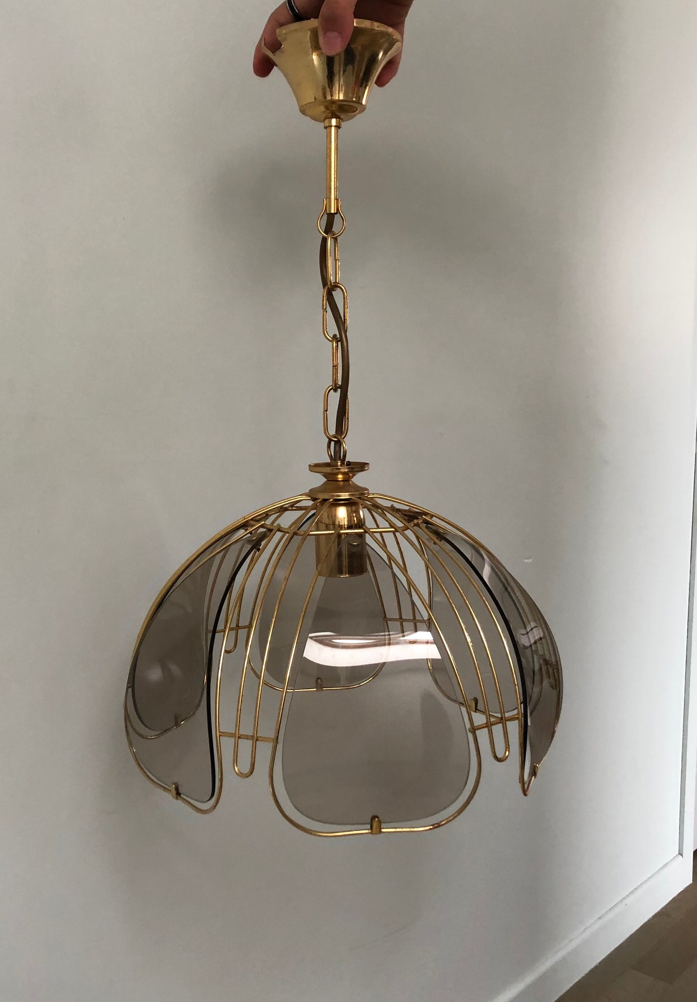 Smoked glass ceiling lamp