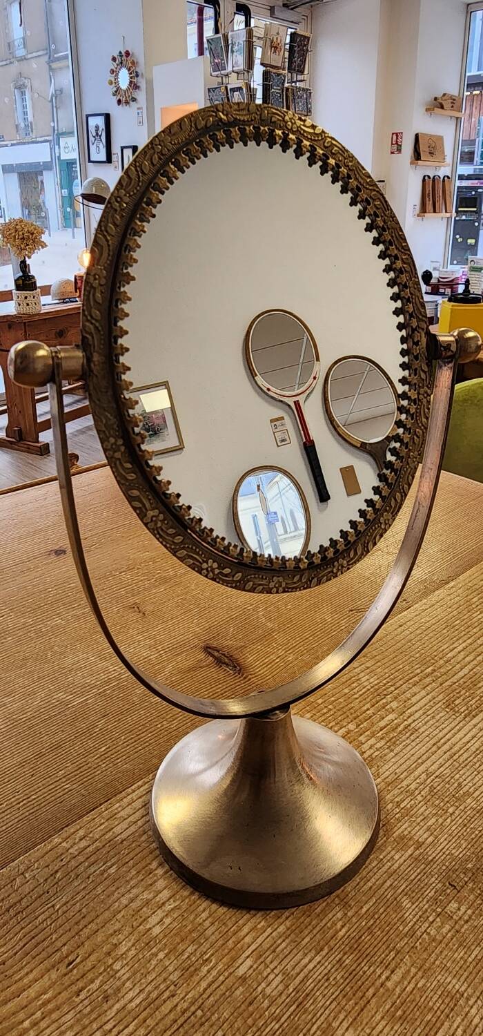 Brass standing mirror