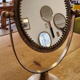 Brass standing mirror