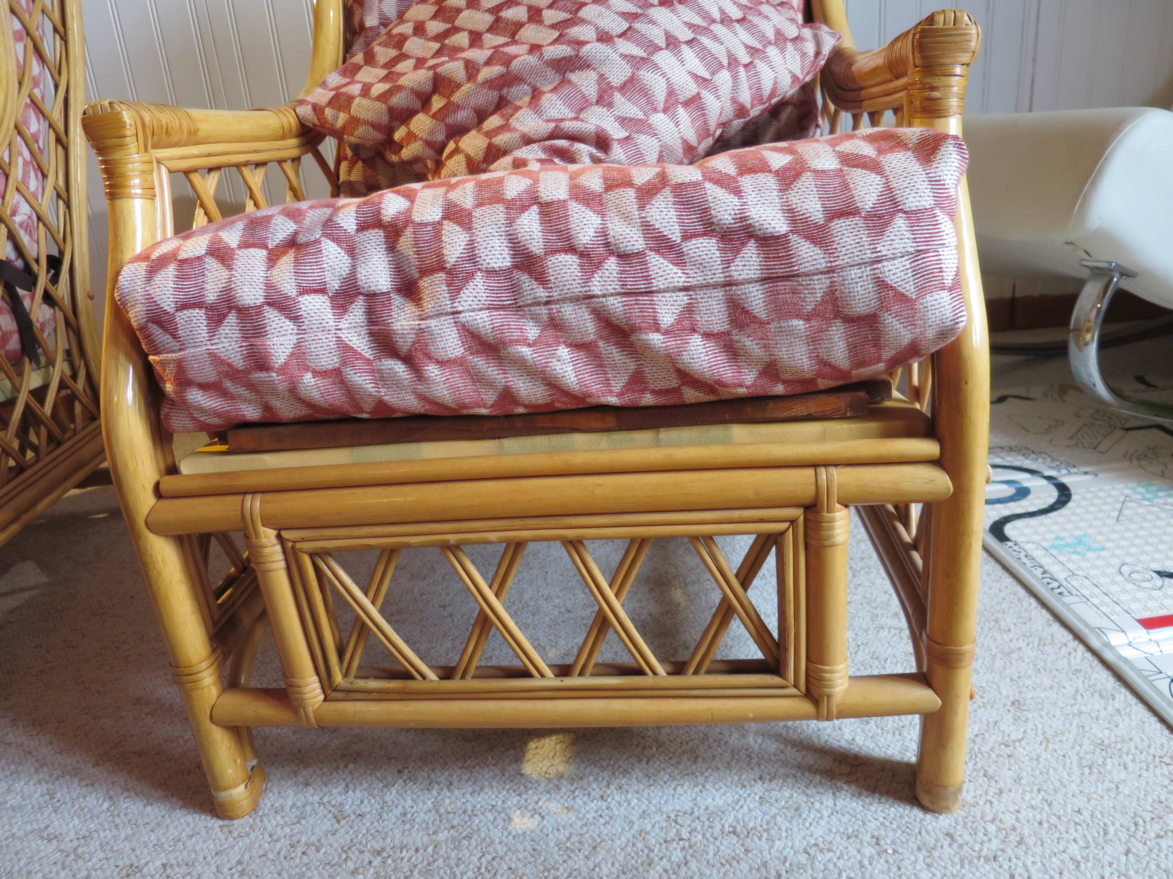 Vintage - Set of 2 woven rattan, bamboo and wood armchairs - Natural colour - 1980s