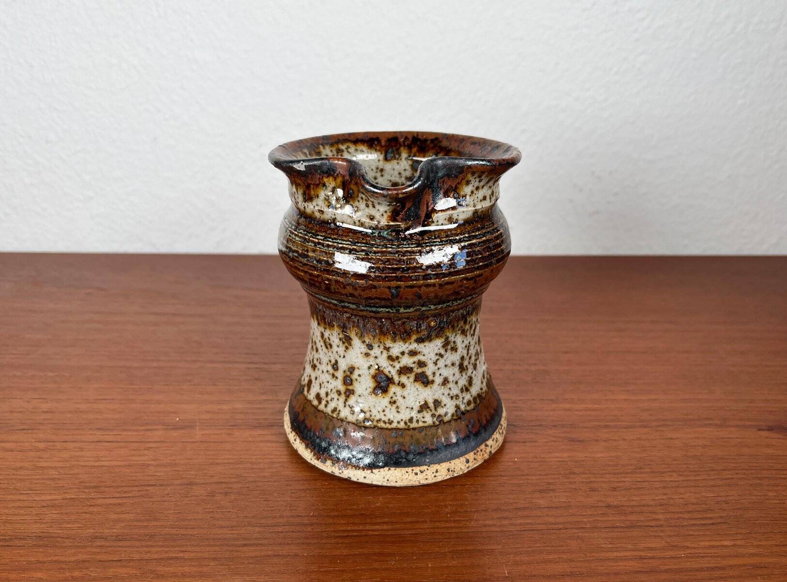 Ceramic workshop carafe vase from mid-century Danish design by Erik Askholm, 1960s.
