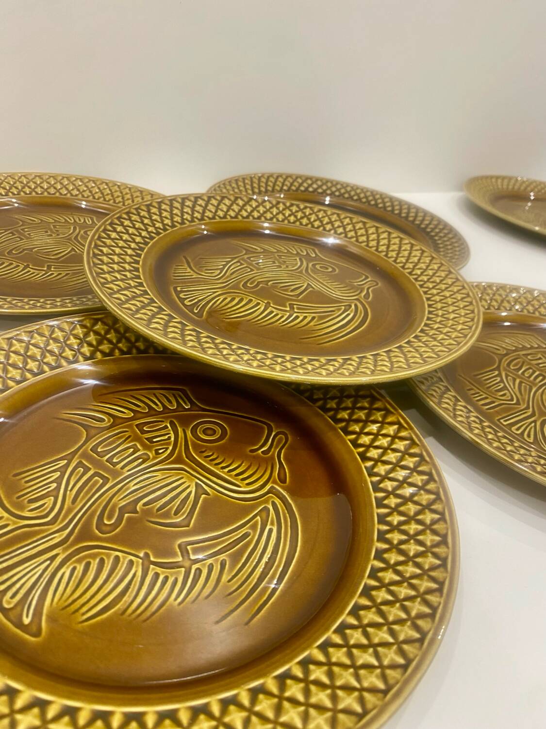 10 fish plates Digoin Sarreguemines
