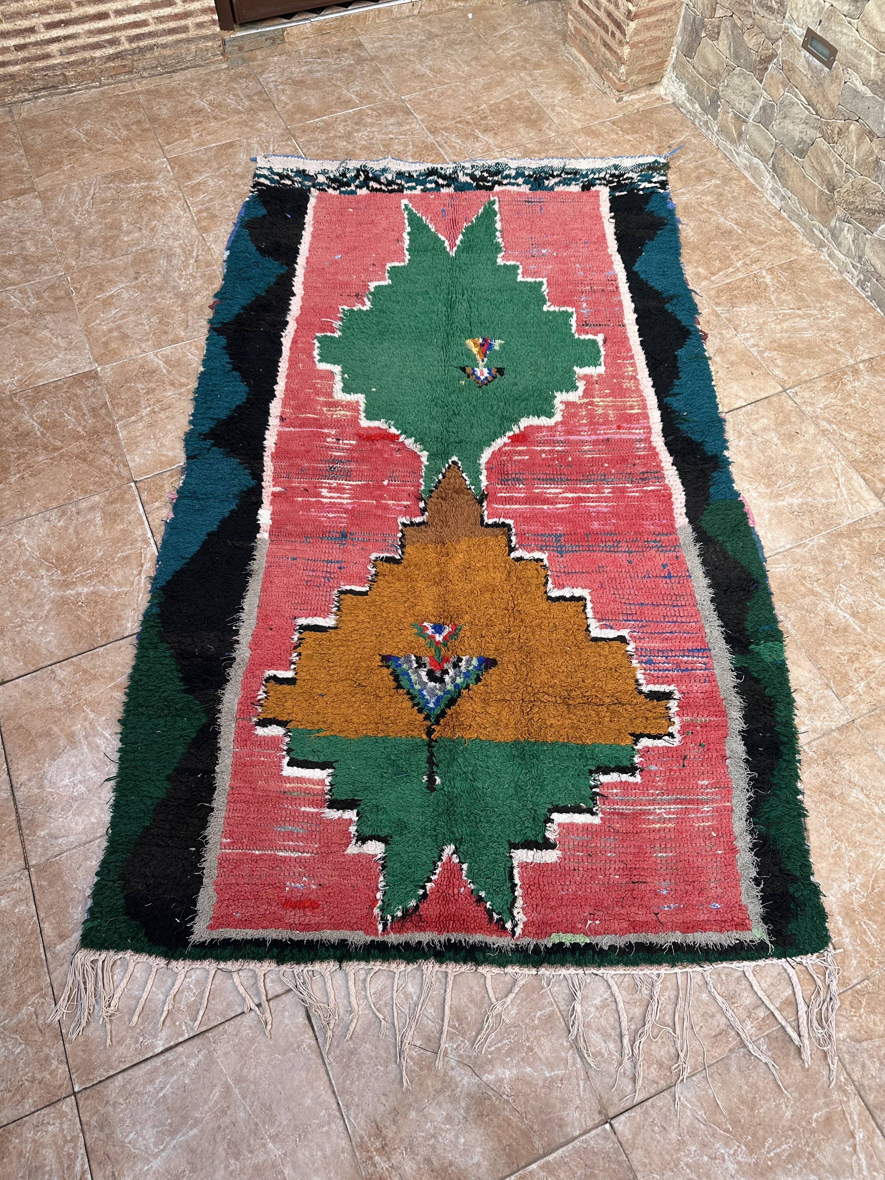 Unique Moroccan rug - Vintage Art Deco rug - Boucharouit rug