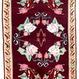 Romanian old carpet bessarabian handmade 207cm x 304cm 1960s