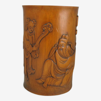 Chinese carved bamboo brush pot