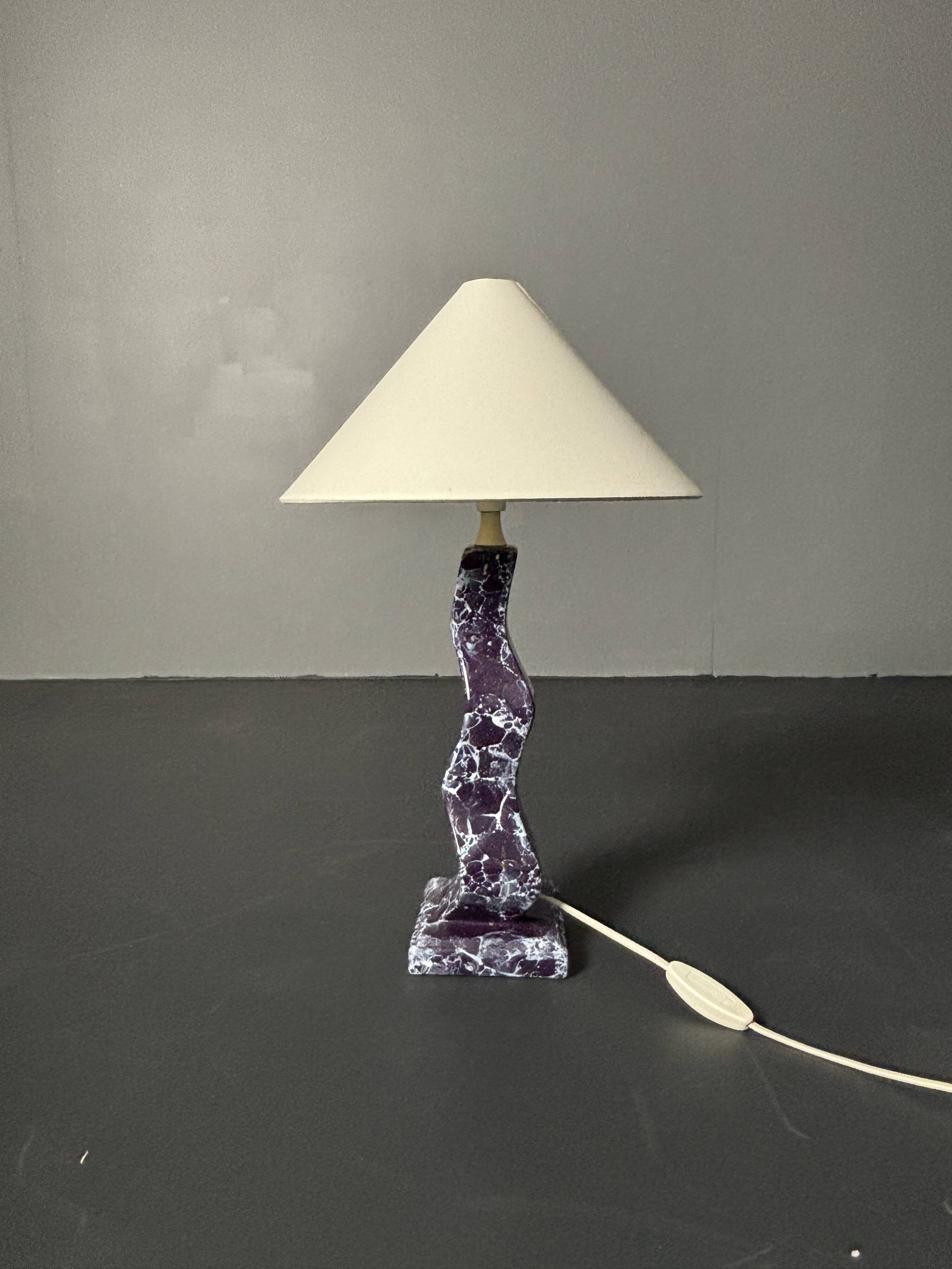 Post modern curvy wavy faux marble zig zag lamp, 1980s