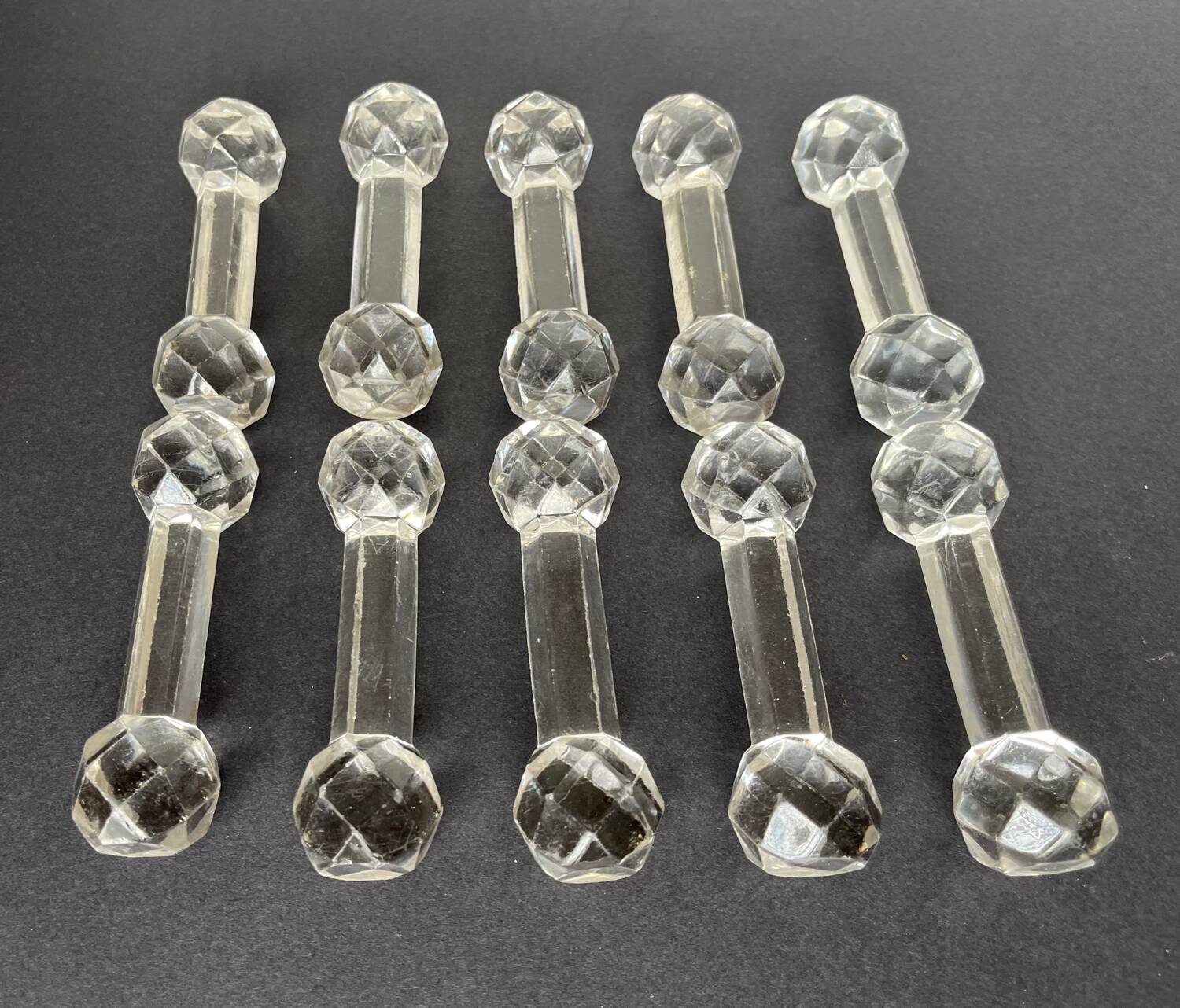 10 vintage glass knife holders