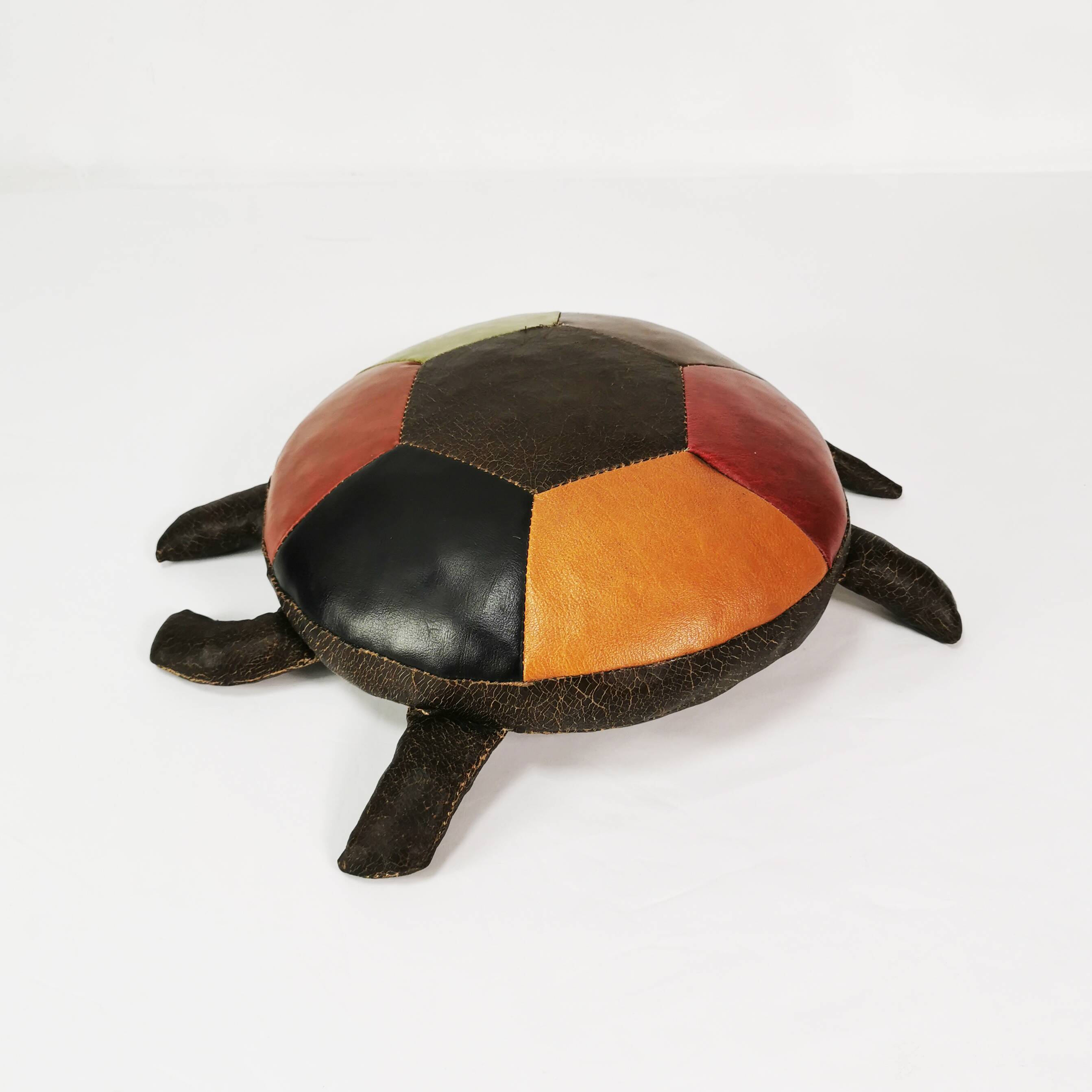 Patchwork leather pouffe - turtle, Germany 1960s