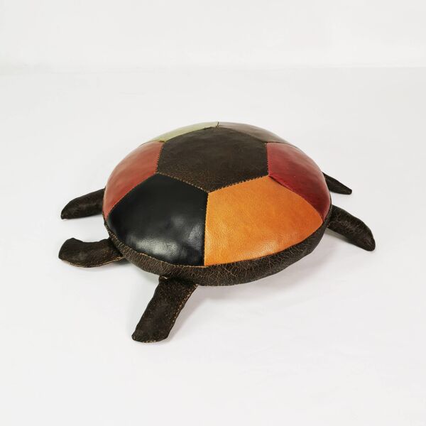 Pouf patchwork en cuir - tortue, Allemagne, années 1960