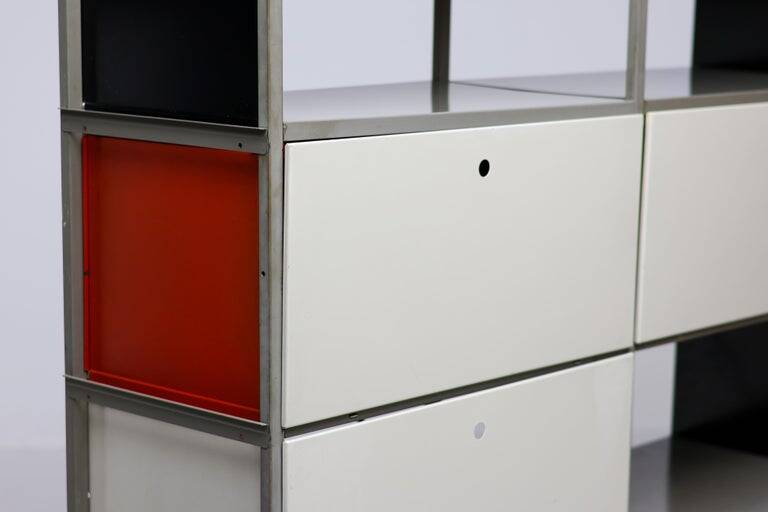 Wim Rietveld Model 663-2 Modular Metal Storage Cabinet for Gispen, 1954