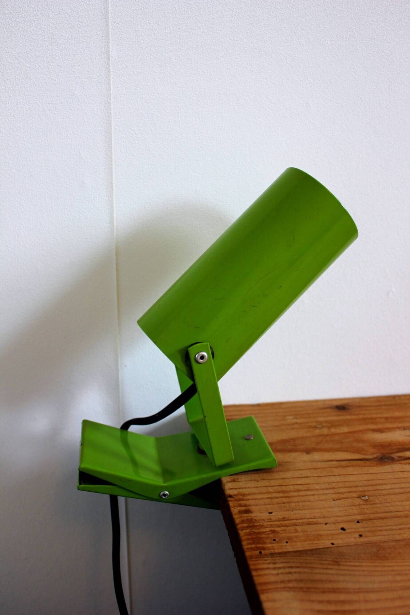 Green tube clip wall lamp office year 70 space age vintage