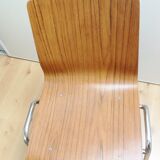 Multiplied wooden chair and chrome feet, vintage 60/70s