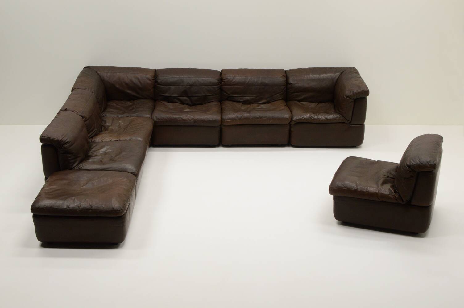 Large modular leather sofa by Rolf Benz, Germany 1970s.