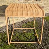 Wicker rattan side table or sofa end table from the 70s/80s
