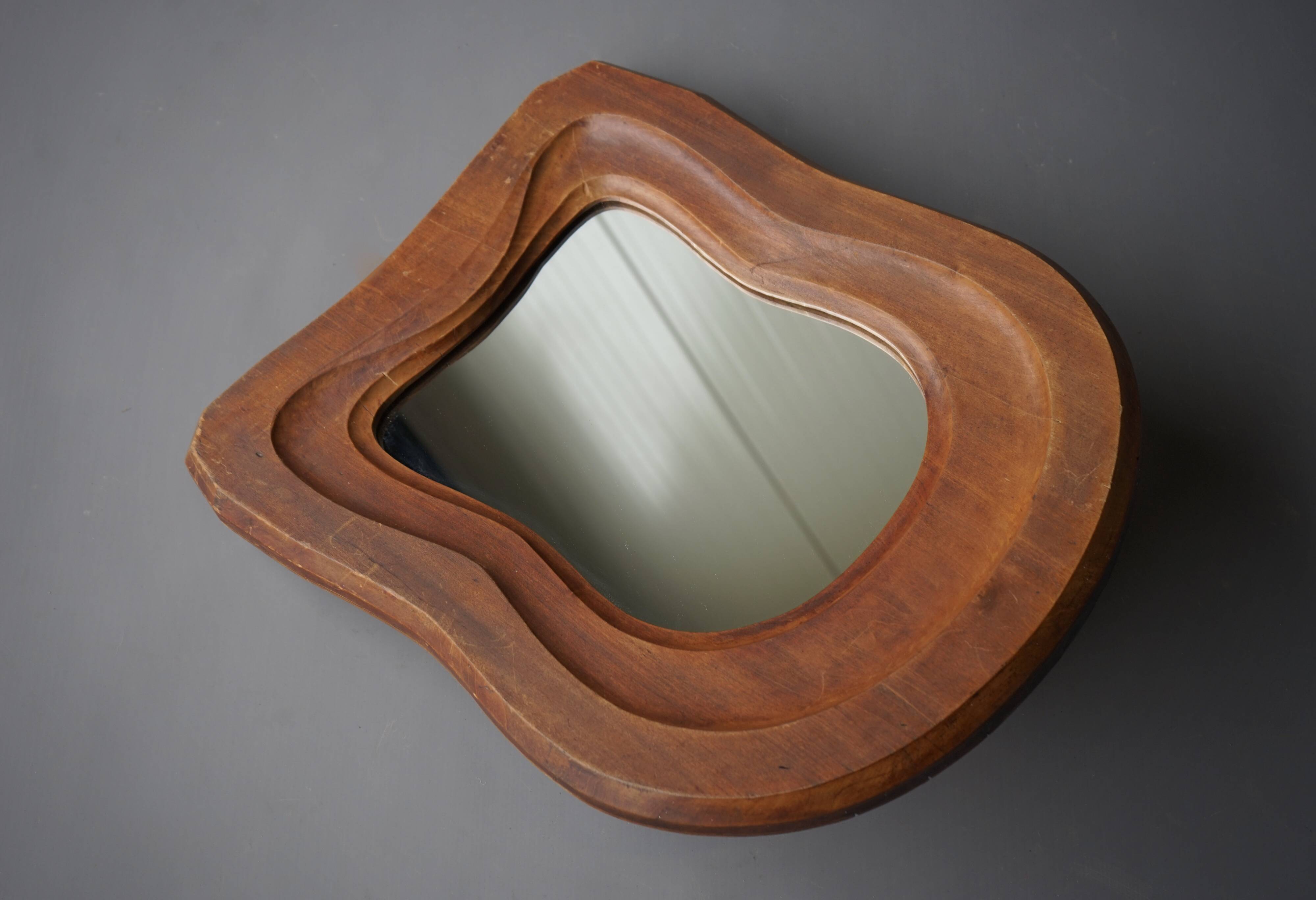 Mid-Century Anthroposophical wooden mirror, 1950s