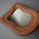 Miroir anthroposophique en bois du milieu du siècle, années 1950