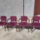 Lot de 4 fauteuils bridge 1950 en tissu mauve
