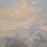 Oil painting on wood landscape harvest