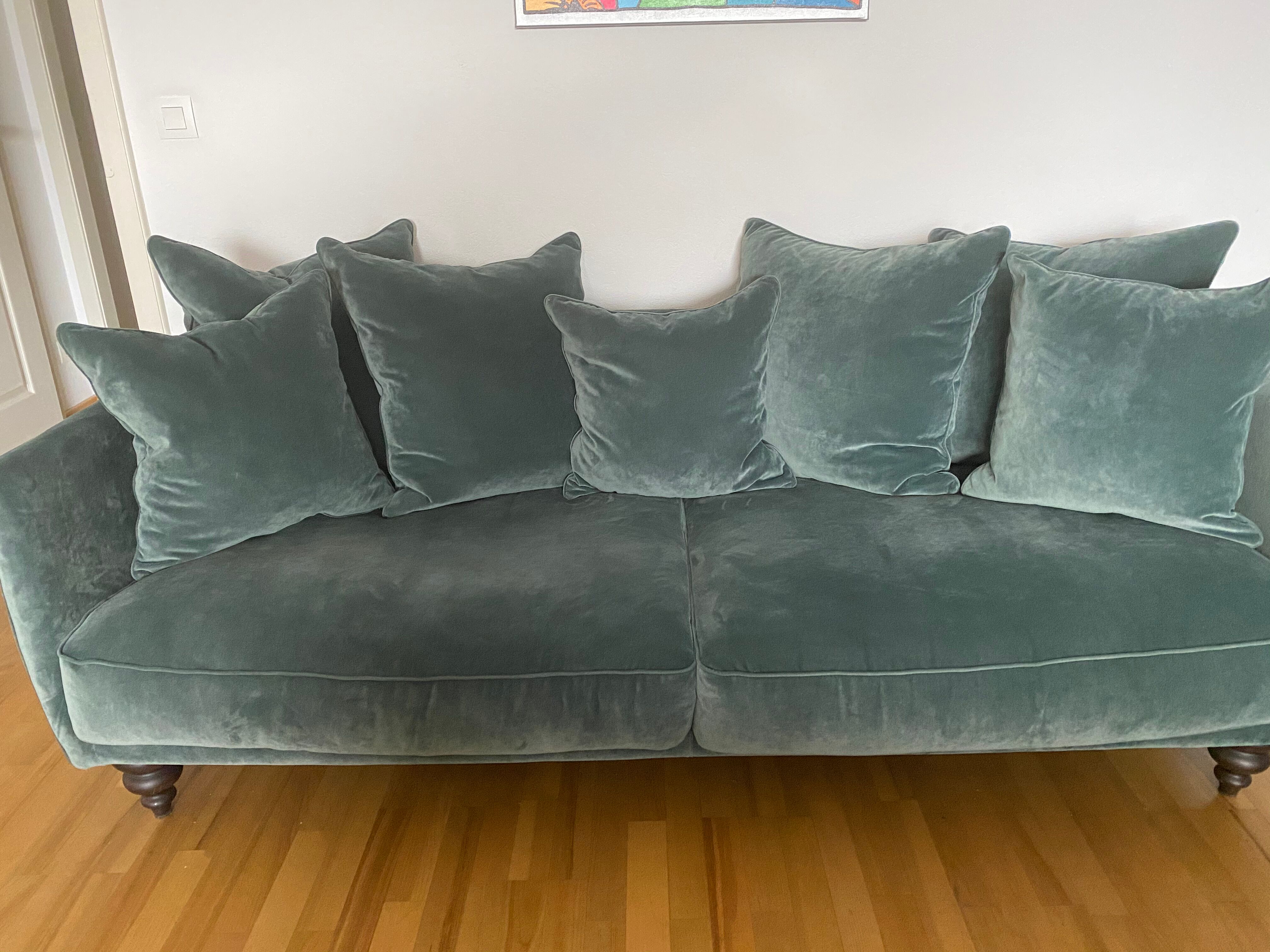 AM.PM. sofa model Lazare 3 places, cedar green velvet