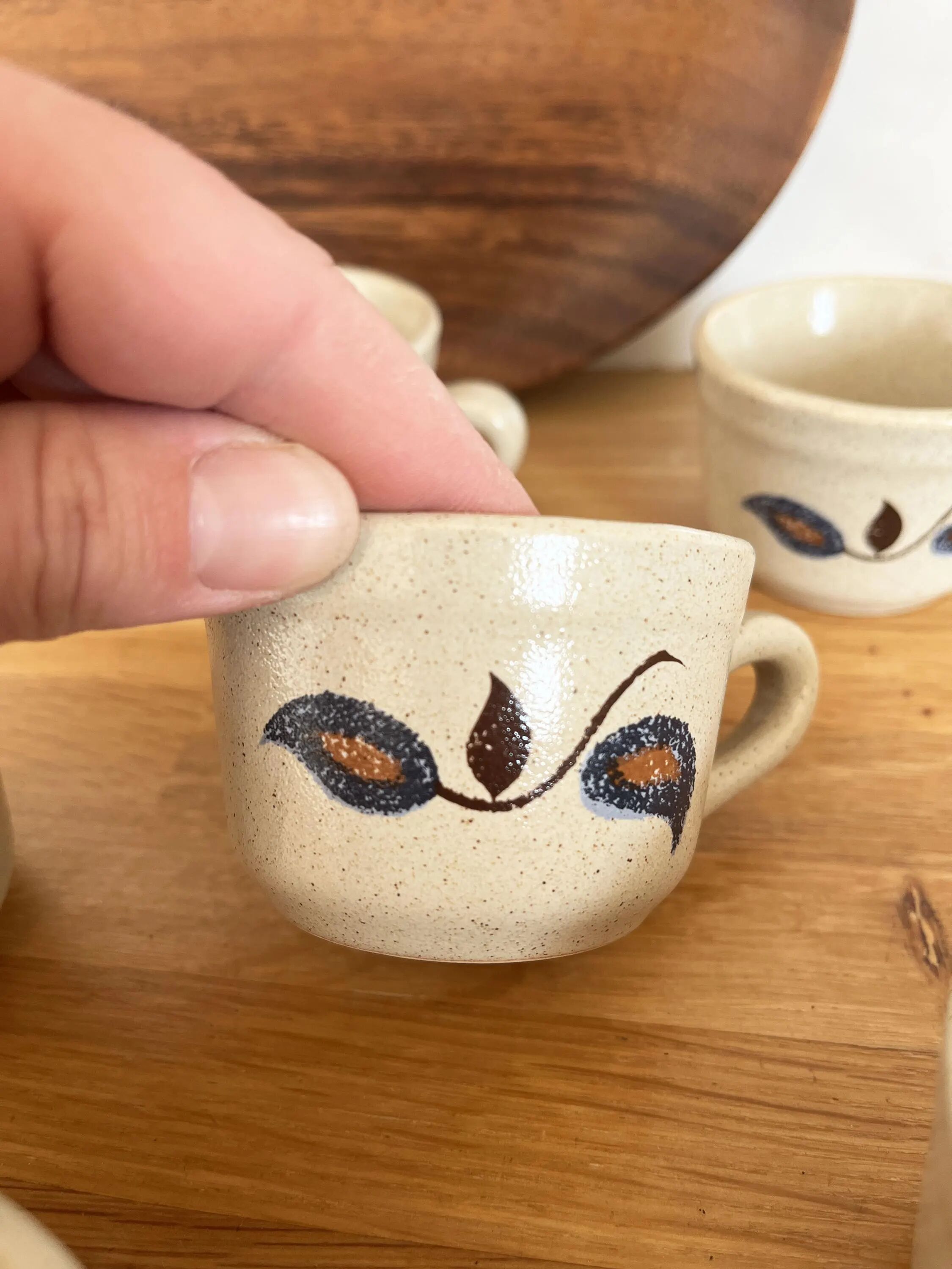 Set of 6 stoneware coffee cups from the 1970s.