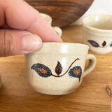 Set of 6 stoneware coffee cups from the 1970s.