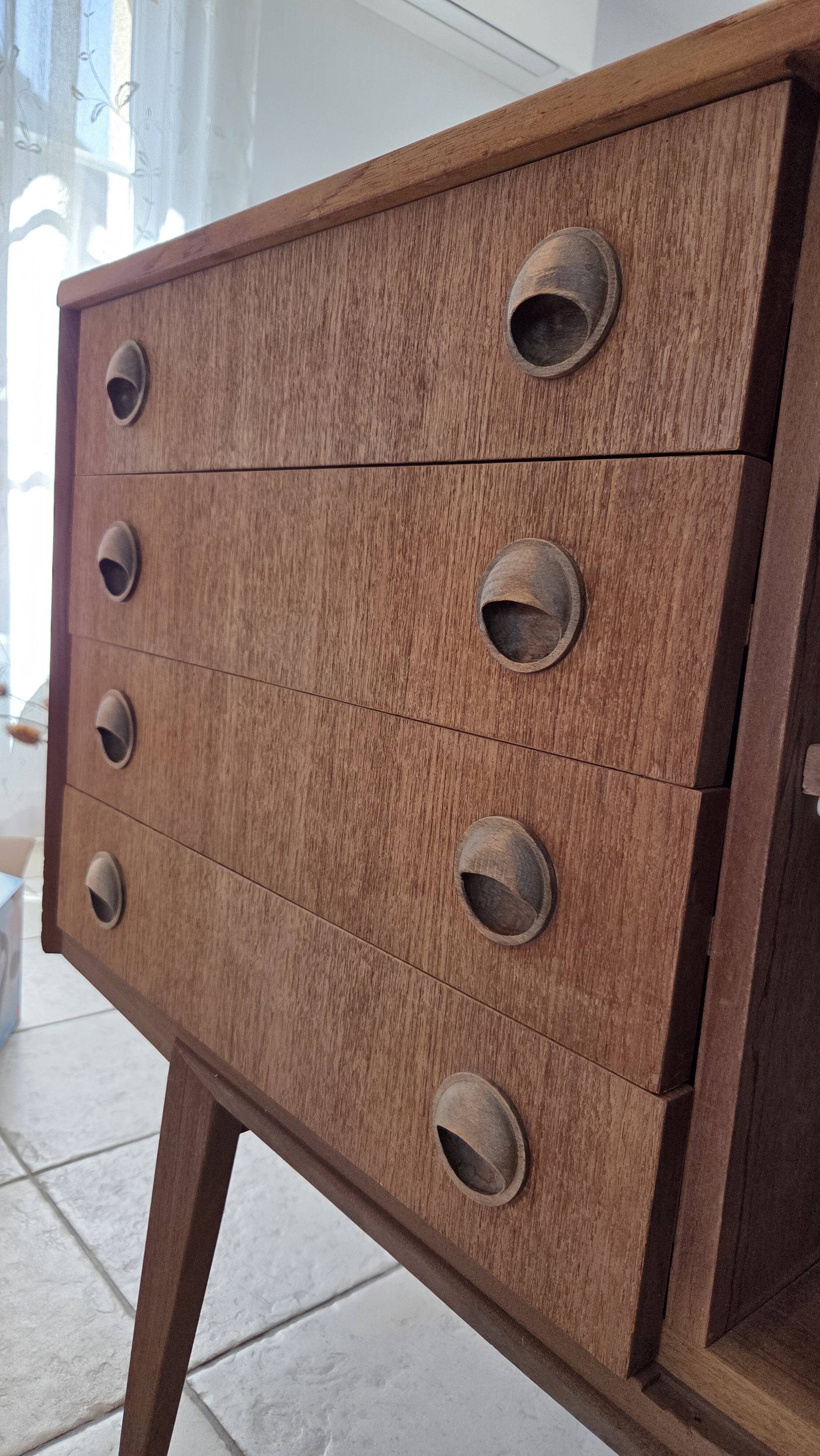 Large vintage teak sideboard 220 cm – 1960s/70s – Scandinavian design