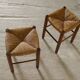 paire de tabourets en bois et paille, 1960