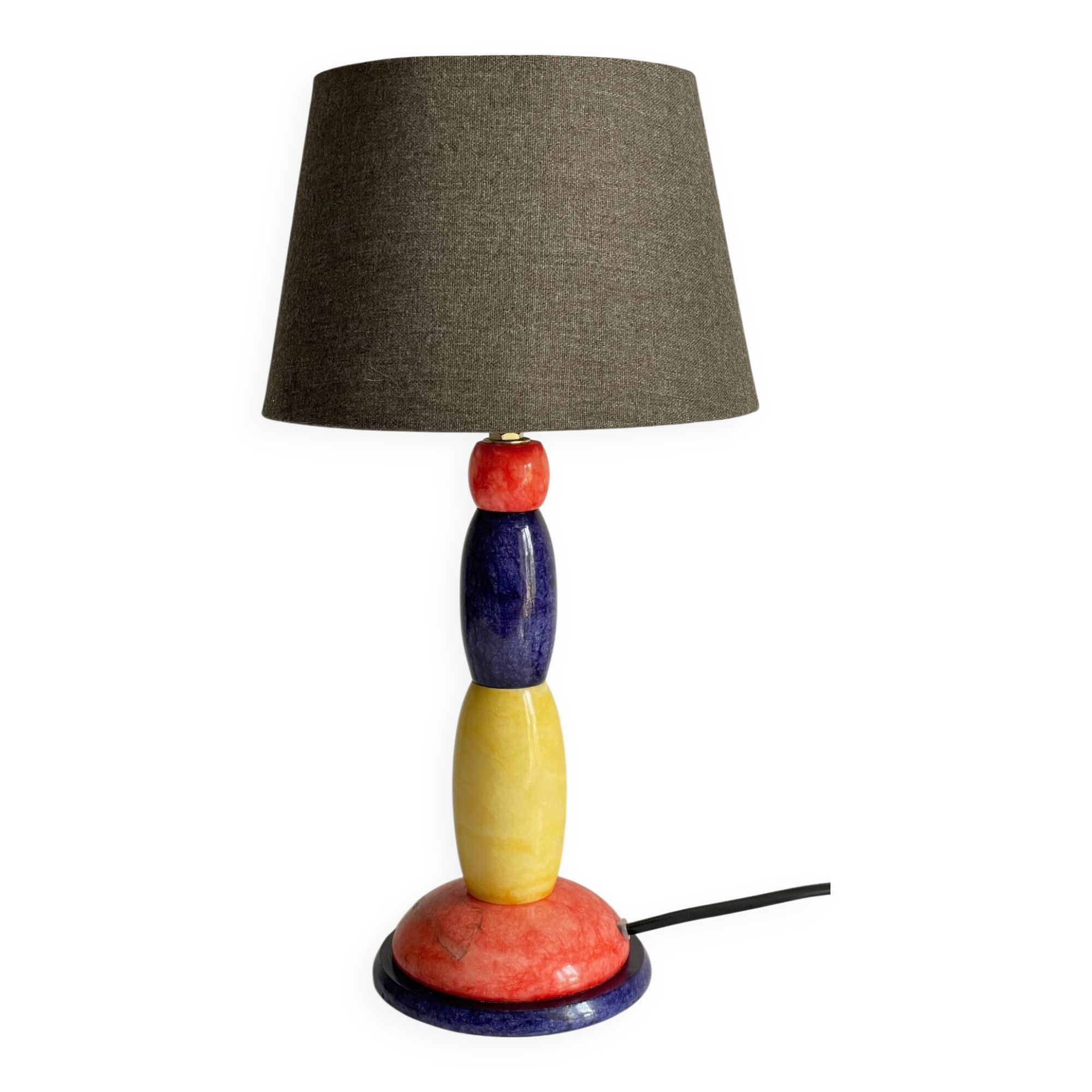 ALABASTER STONE LAMP Blue, Yellow and Red 80s