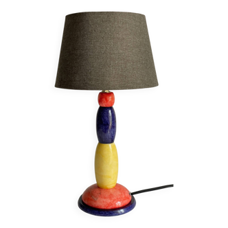 ALABASTER STONE LAMP Blue, Yellow and Red 80s