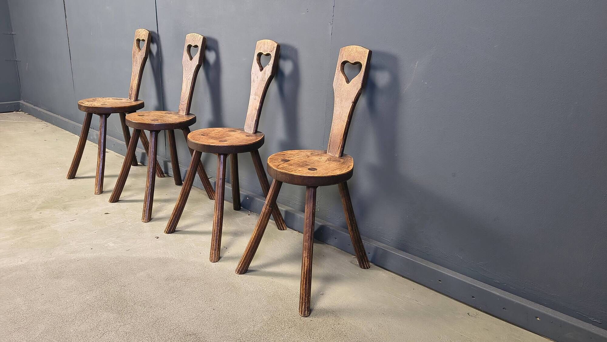 Vintage brutalist heart shaped chairs, 1960s