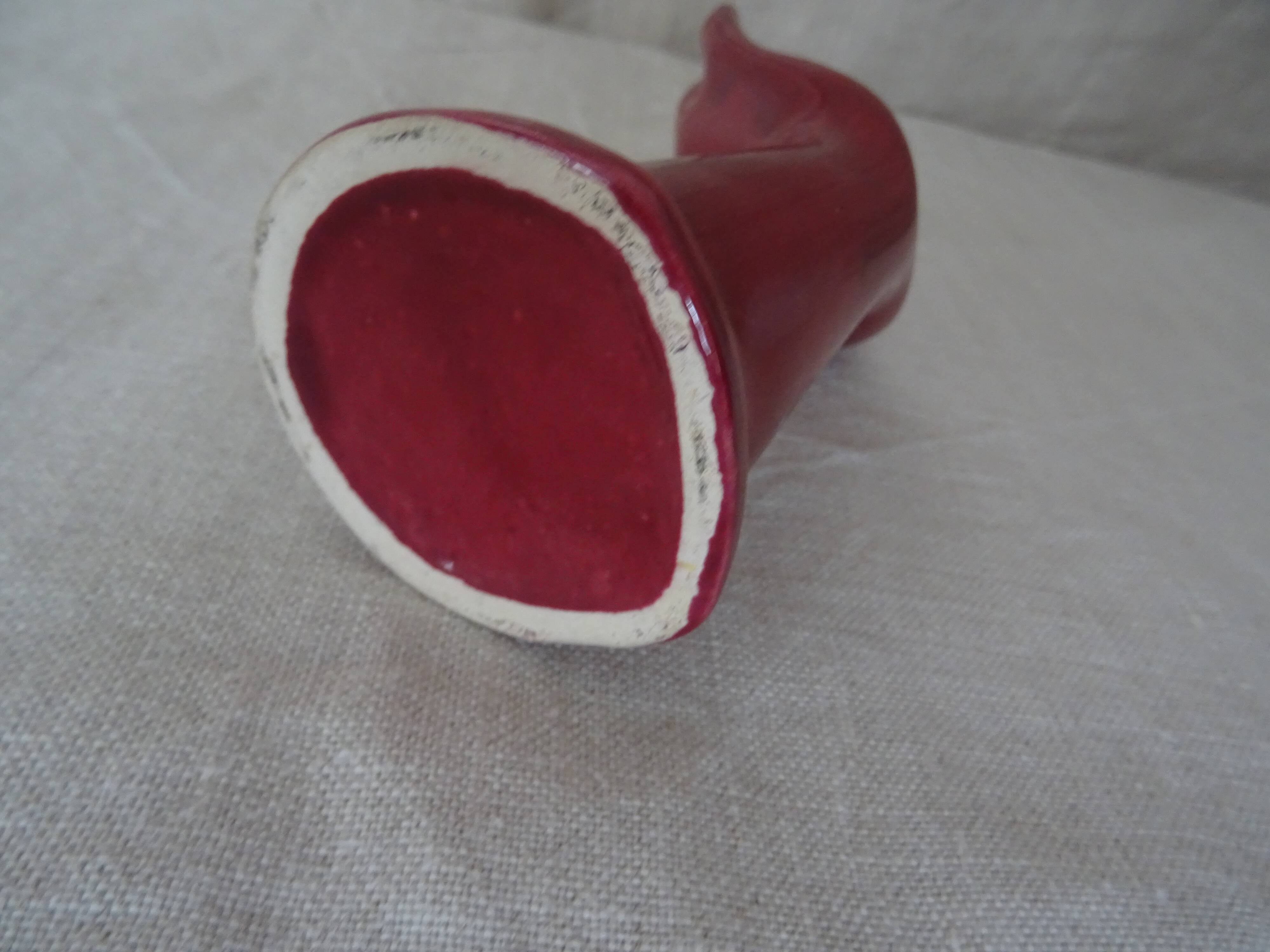 Hand ceramic fig tree color red burgundy