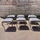 6 wrought iron chairs with fabric seats