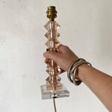 Pink glass and crystal lamp