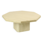 Table basse octogonale vintage en travertin, design italien des années 70