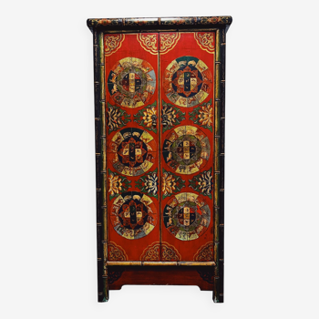 Traditional Mongolian Hand-painted Cabinet