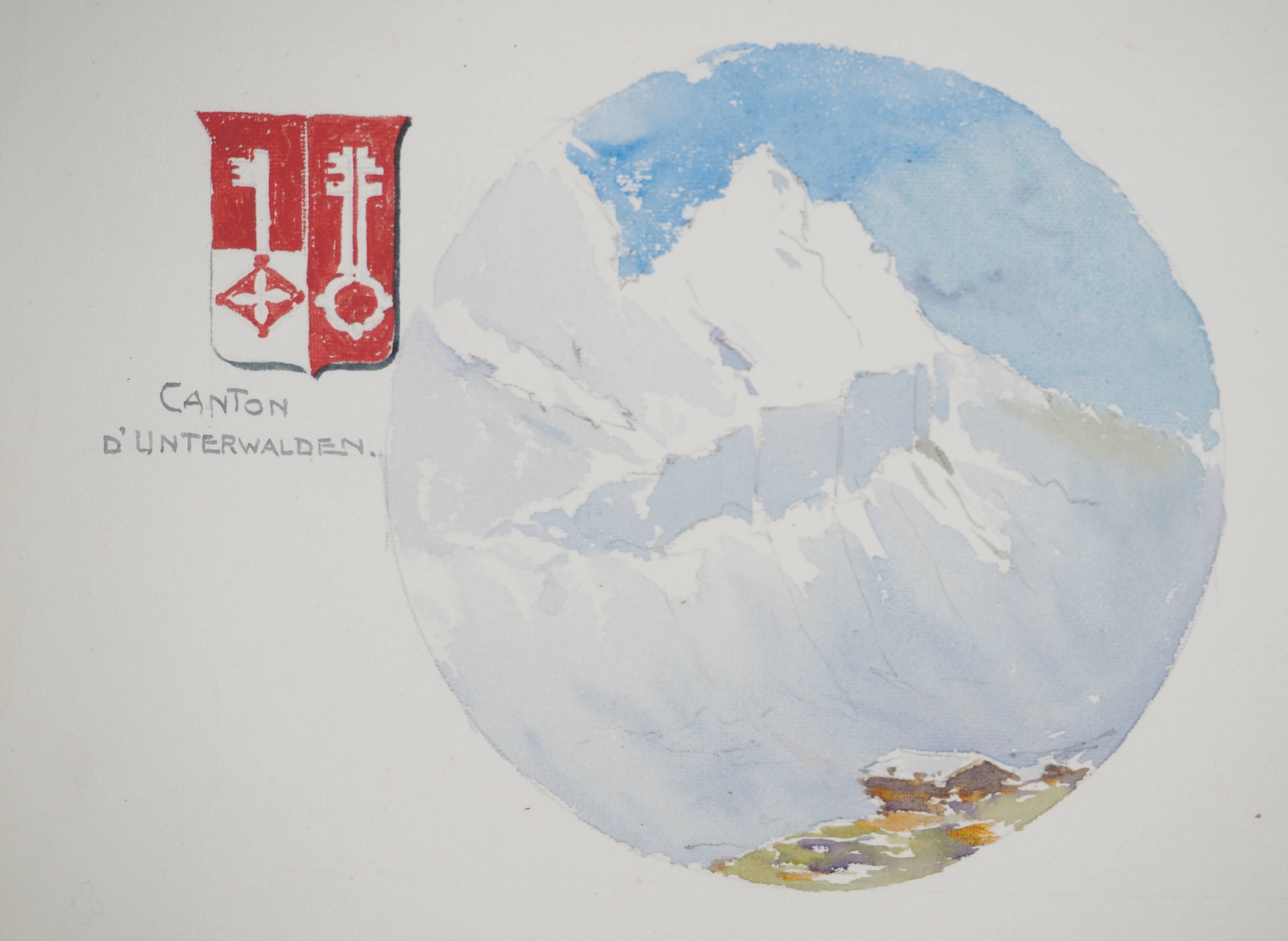 René LEVERD: Switzerland, Brüning Pass, Original signed watercolor