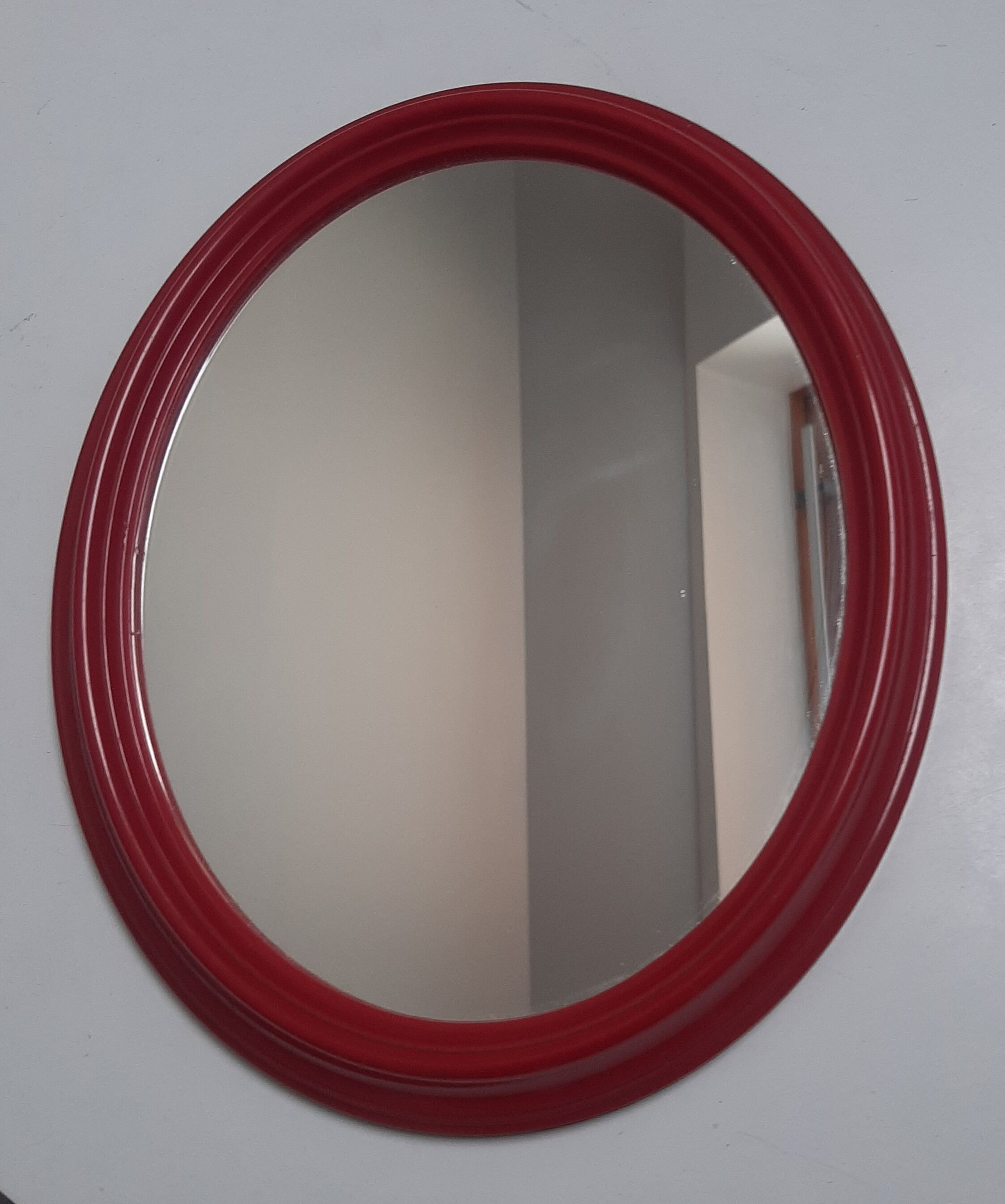 Vintage oval red mirror 60s 70s