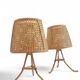 Mid-Century Bamboo and Cane Pair of Large Table Lamps By Louis Sognot, 1970s