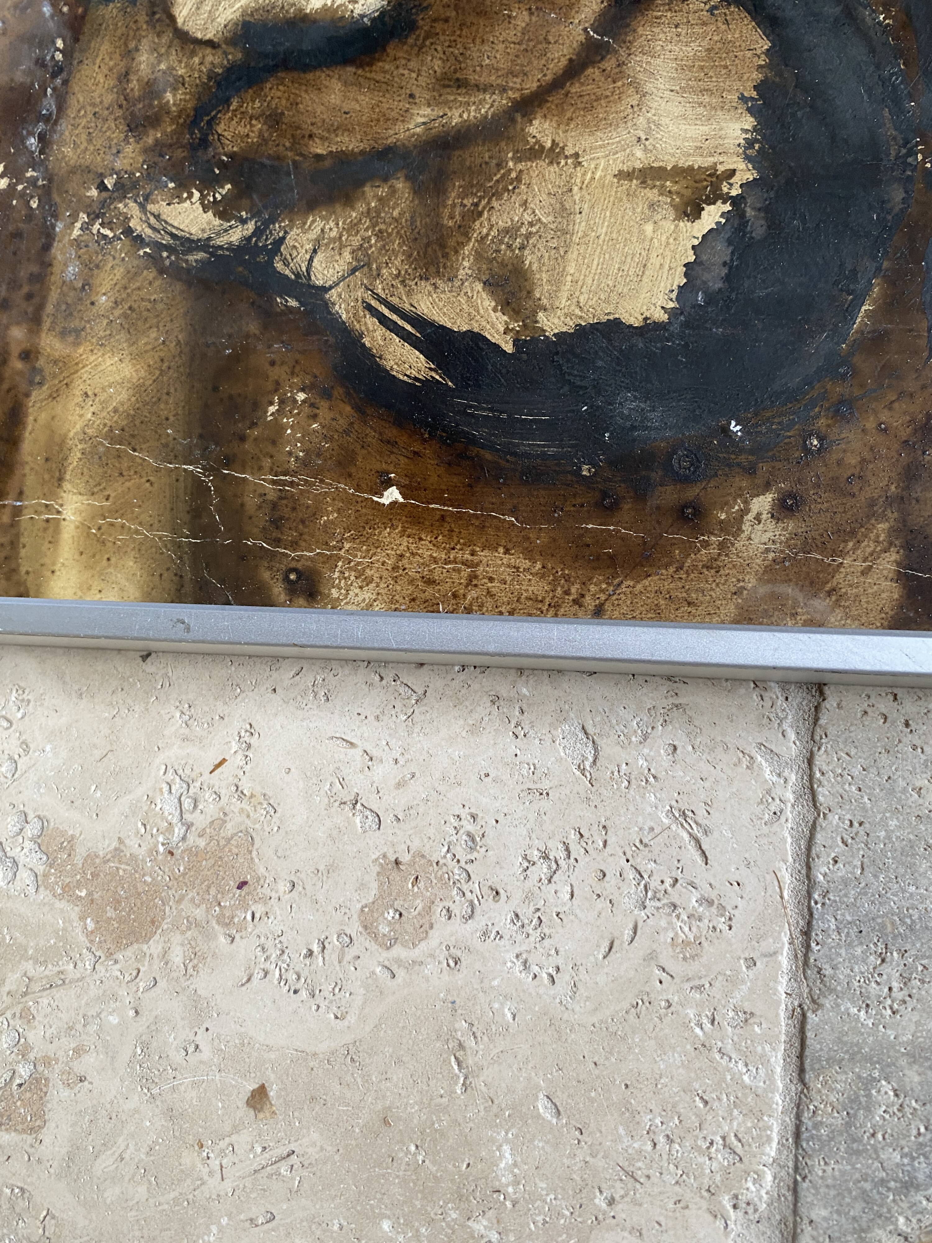 Painting 1972 under glass, metal frame